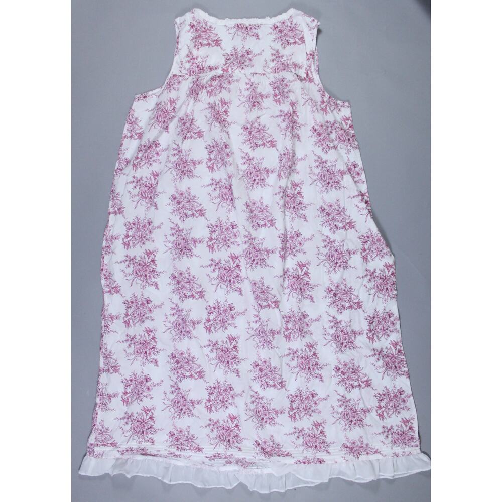 Eileen West sleeveless ballet-length nightgown white pink floral lace sz XL EUC - Picture 7 of 7